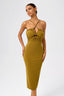 Cross-Halter Bodycon Midi Dress with Cutout
