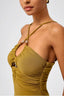 Cross-Halter Bodycon Midi Dress with Cutout