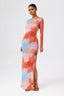 Dopamine Rainbow Mesh Long Sleeve Maxi Dress