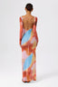 Dopamine Rainbow Mesh Long Sleeve Maxi Dress