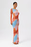 Dopamine Rainbow Mesh Long Sleeve Maxi Dress