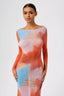 Dopamine Rainbow Mesh Long Sleeve Maxi Dress