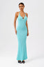 Choker Scarf Lace-Up Bodycon Maxi Dress