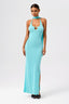 Choker Scarf Lace-Up Bodycon Maxi Dress