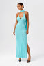Choker Scarf Lace-Up Bodycon Maxi Dress