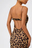 Floral Cowl-Neck Backless Spaghetti Strap Maxi Dress Leopard Print