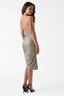 Sleeveless Ruched Wrap Dress with Slit in Silver
