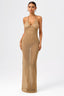 Nudish V-Neck with Pearl-Accent Back knit Maxi Dress