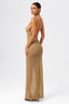 Nudish V-Neck with Pearl-Accent Back knit Maxi Dress