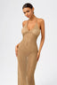 Nudish V-Neck with Pearl-Accent Back knit Maxi Dress