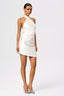 Asymmetric Halter Satin Mini Dress with Detachable Scarf in Silky White