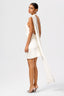 Asymmetric Halter Satin Mini Dress with Detachable Scarf in Silky White