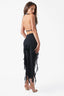 Pleated Drawstring High Slit Mini Skirt in Black