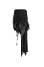 Pleated Drawstring High Slit Mini Skirt in Black