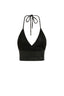 Sequin Halter Off-Shoulder Crop Top in Black