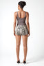 Zip-Front V-Neck Tank Bodysuit in Grey