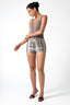 Zip-Front V-Neck Tank Bodysuit in Grey