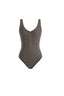 Zip-Front V-Neck Tank Bodysuit in Grey