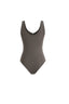 Zip-Front V-Neck Tank Bodysuit in Grey