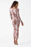 Marble Bodycon Long-Sleeved Off-Shoulder Maxi Dress