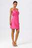 Metallic Draped Shoulder & Deep V-Neckline Satin Mini Dress