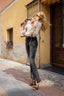 Faux Fur Trim Tie-Front Knitted Cardigan Coat in Black