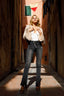Faux Fur Trim Tie-Front Knitted Cardigan Coat in Black