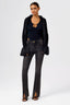 Faux Fur Trim Tie-Front Knitted Cardigan Coat in Black