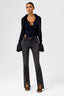 Faux Fur Trim Tie-Front Knitted Cardigan Coat in Black
