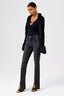 Faux Fur Trim Tie-Front Knitted Cardigan Coat in Black