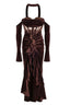 Off-Shoulder Rhinestone Corset Mermaid Gown with Detachable Choker in Bronze