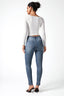 High-Waist Tapered Ankle Slit Jeans in Blue