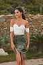 3D Rose Off-Shoulder Bustier Top with Detachable Choker in White