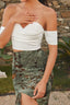 3D Rose Off-Shoulder Bustier Top with Detachable Choker in White