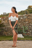 3D Rose Off-Shoulder Bustier Top with Detachable Choker in White