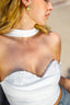 3D Rose Off-Shoulder Bustier Top with Detachable Choker in White