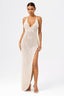 Sleeveless Plunge Backless Sequin Slit Dress