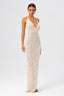 Sleeveless Plunge Backless Sequin Slit Dress