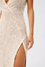 Sleeveless Plunge Backless Sequin Slit Dress