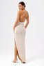Sleeveless Plunge Backless Sequin Slit Dress