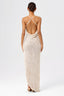 Sleeveless Plunge Backless Sequin Slit Dress