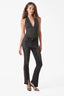 Deep V Halter Sleeveless Bodysuit in Black