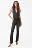 Deep V Halter Sleeveless Bodysuit in Black