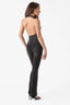 Deep V Halter Sleeveless Bodysuit in Black
