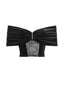 Velvet and Lace Butterfly Off-Shoulder Crop Top in Black