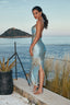 Blue-Bronzed Mesh Tie Dye Maxi Dress