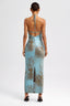 Blue-Bronzed Mesh Tie Dye Maxi Dress