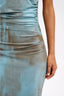 Blue-Bronzed Mesh Tie Dye Maxi Dress