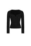 Seagull Neck Snowflake Fleece Long Sleeve Knit Top in Black