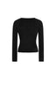 Seagull Neck Snowflake Fleece Long Sleeve Knit Top in Black